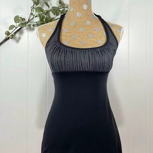Lululemon Namaste Ruched Bodice Halter Tank ~ Black/Gray